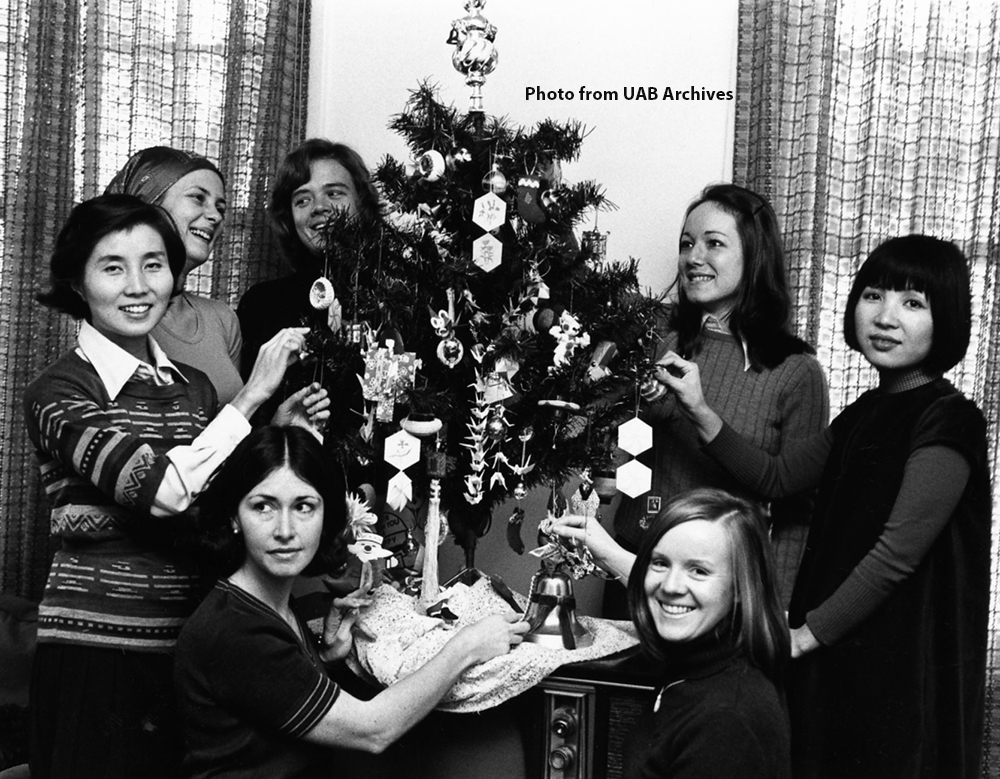 Tree decorating at the Friendship House, 1976