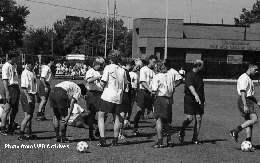 US Men's Soccer train on the UAB campus, July 1996
