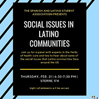 Flyer for Social Issues in Latino Communities event.