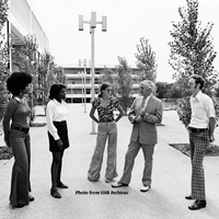On the plaza at Sterne Library, circa 1975 