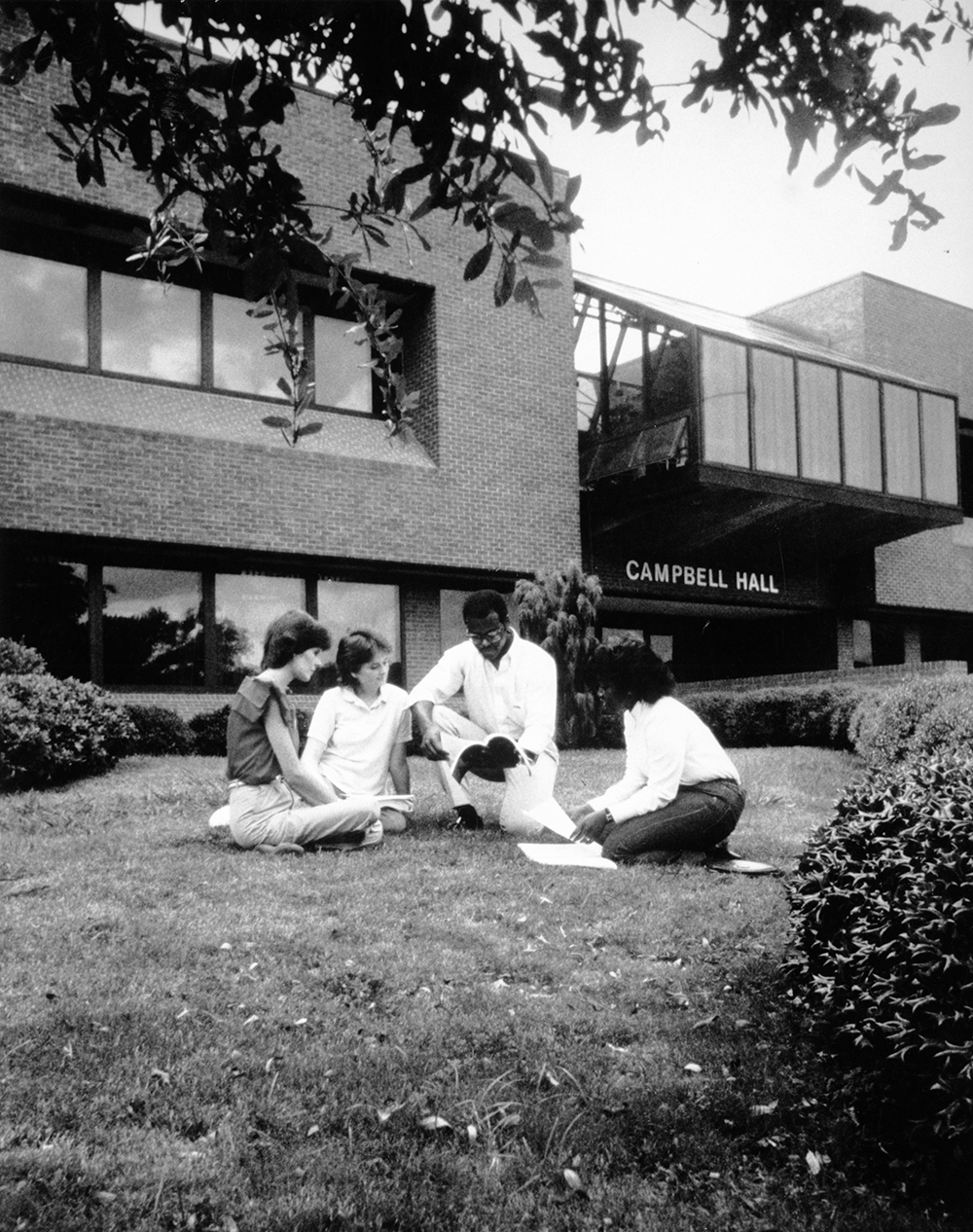 Studying outdoors at Campbell Hall