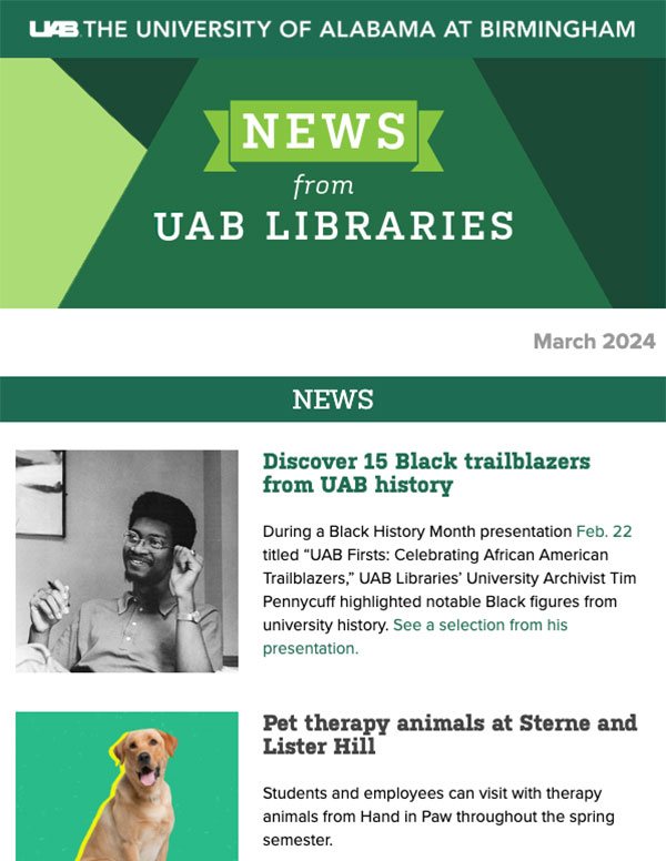 Get the UAB Libraries e-newsletter